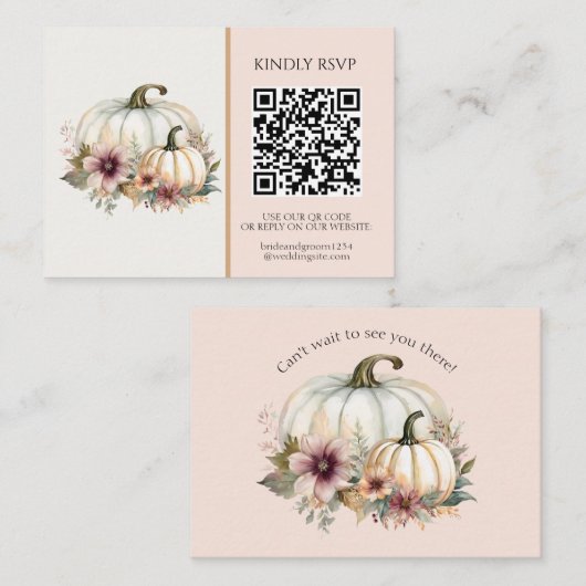 Rustikales weißes Pumpkin Pink Fall Blumenzange RS Visitenkarte (Vorne/Hinten)