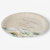 Rustikales Weißes Ranunculus Pappteller (Schrägansicht)