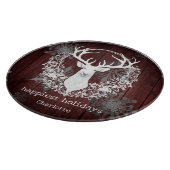 Rustikales Weißes Rentier Personalisiert Red Schneidebrett (Ecke)