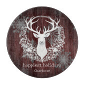 Rustikales Weißes Rentier Personalisiert Red Schneidebrett (Vorderseite)