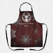 Rustikales Weißes Rentier Personalisiert Red Schürze (Vorderseite)