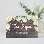 Rustikales, weißes Rosenbaby Dankeskarte (Stehend Vorderseite)