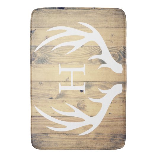 Rustikales weißes Silhouette Hirschfeind Barnholz Badematte (Vorderseite Vertikal)