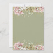 Rustikales Weißes und rosa Hydrangea Grünes Brautp Einladung (Rückseite)