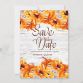 Rustikales Weißes Wasserfarbenkürbis Sonnenblume Save The Date (Vorderseite)