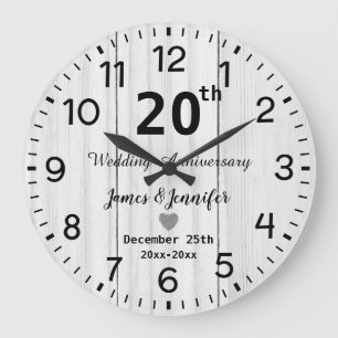 Rustikales Weißholz 20. Hochzeitstag Maßstab Große Wanduhr