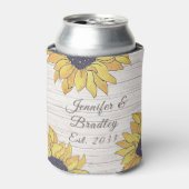 Rustikales Weißholz-Chic Gelbe Sonnenblume Dosenkühler (Kanne Vorderseite)