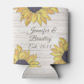 Rustikales Weißholz-Chic Gelbe Sonnenblume Dosenkühler (Rückseite)