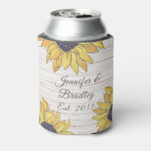 Rustikales Weißholz-Chic Gelbe Sonnenblume Dosenkühler (Kanne Rückseite)