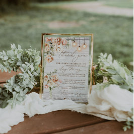 Rustikales Weißholz Floral Vielen Dank Platz Einst Menükarte