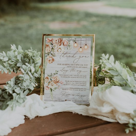 Rustikales Weißholz Floral Vielen Dank Platz Einst Menükarte