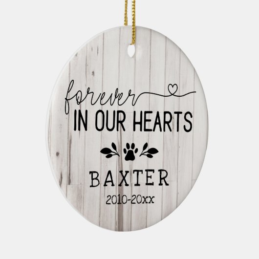 Rustikales Weißholz für immer in unserem Herz Keramik Ornament (Rechts)