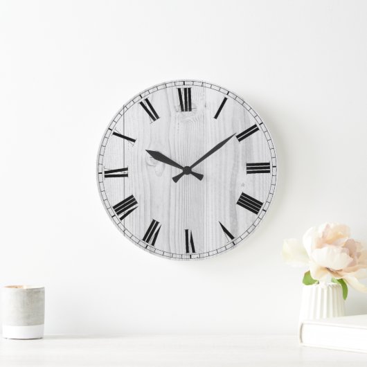 rustikales Weißholz Große Wanduhr (Zuhause)