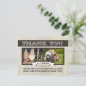 Rustikales Weißholz Hochzeit danke Ihnen Foto Card (Stehend Vorderseite)