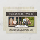 Rustikales Weißholz Hochzeit danke Ihnen Foto Card (Vorne/Hinten)