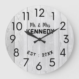 Rustikales Weißholz-Hochzeitstag  Große Wanduhr