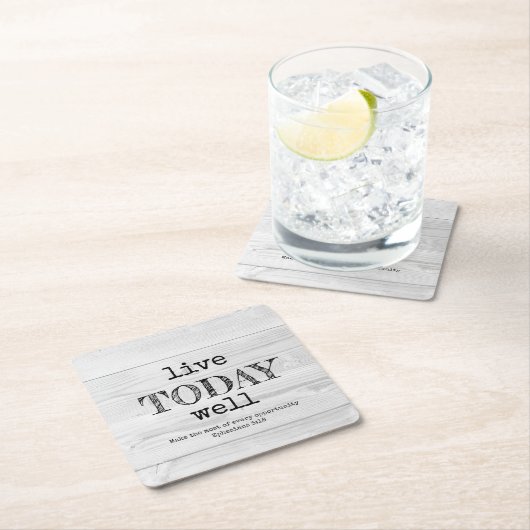 Rustikales Weißholz LEBT HEUTE GUT Christlich Rechteckiger Pappuntersetzer (Vor Ort)