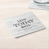 Rustikales Weißholz LEBT HEUTE GUT Christlich Rechteckiger Pappuntersetzer (angewinkelt)