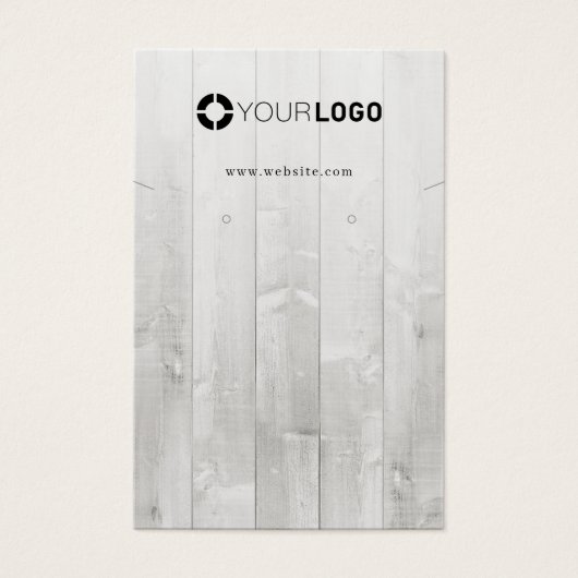 Rustikales Weißholz-Logo Ohrring-Display (Vorderseite)