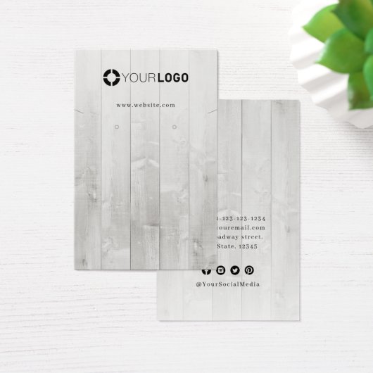 Rustikales Weißholz-Logo Ohrring-Display (Schreibtisch)