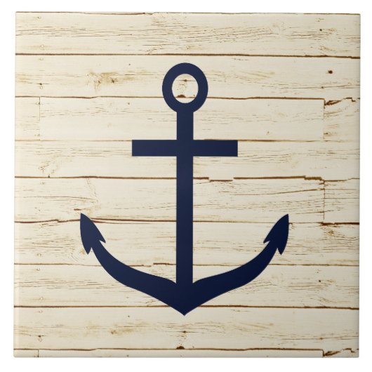 Rustikales Weißholz mit Ankern Fliese (Vorderseite)