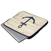 Rustikales Weißholz mit Ankern Laptopschutzhülle (Vorne Knopf)