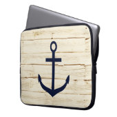 Rustikales Weißholz mit Ankern Laptopschutzhülle (Vorderseite Links)