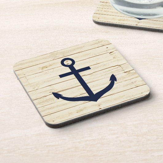 Rustikales Weißholz mit Ankern Untersetzer (Linke Seite)