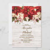 Rustikales Weißholz-Poinsettia-Hochzeit Einladung (Vorderseite)