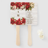 Rustikales Weißholz-Poinsettia-Hochzeit Fächer (Vorne und Hinten)