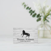 Rustikales Weißholz Reitpferd Visitenkarte (Stehend Vorderseite)