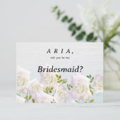 Rustikales Weißholz Rosa Minze Rose Bridesmaid Einladung (Stehend Vorderseite)