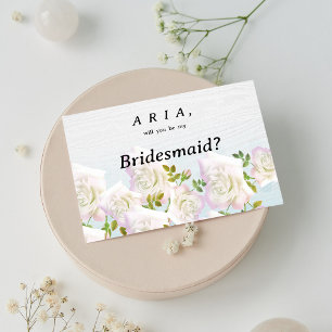 Rustikales Weißholz Rosa Minze Rose Bridesmaid Einladung