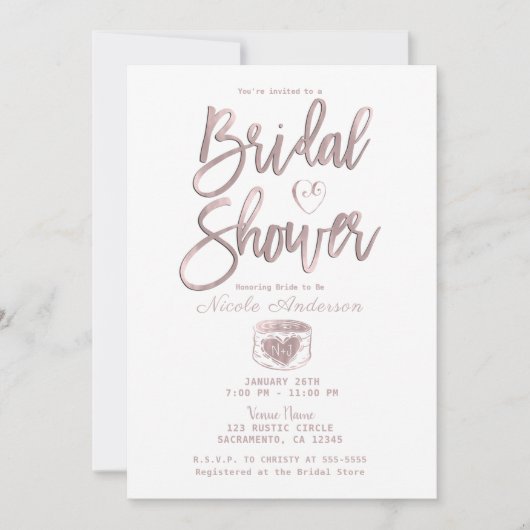 Rustikales Weißholz Rose Gold Pink Brautparty Einladung (Vorderseite)