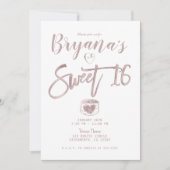 Rustikales Weißholz Rose Gold Pink Sweet 16 Party Einladung (Vorderseite)