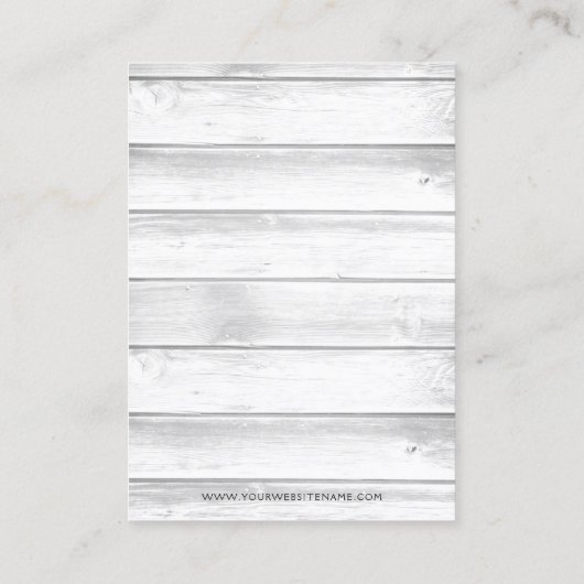 Rustikales Weißholz-Schmuckstück Visitenkarte (Rückseite)