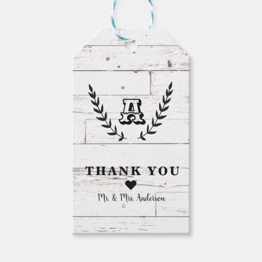 Rustikales Weißholz Shabby Chic Laurel Gastgeschen Geschenkanhänger (Vorderseite)