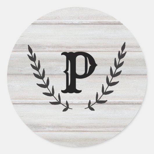 Rustikales Weißholz Shabby Chic Laurel Gastgeschen Runder Aufkleber (Vorderseite)