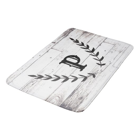 Rustikales Weißholz Shabby Chic Laurel Land Badematte (Schrägansicht)