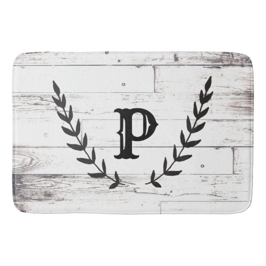 Rustikales Weißholz Shabby Chic Laurel Land Badematte (Vorderseite)