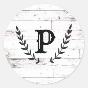 Rustikales Weißholz-Shabby Chic Laurel Wedding Runder Aufkleber