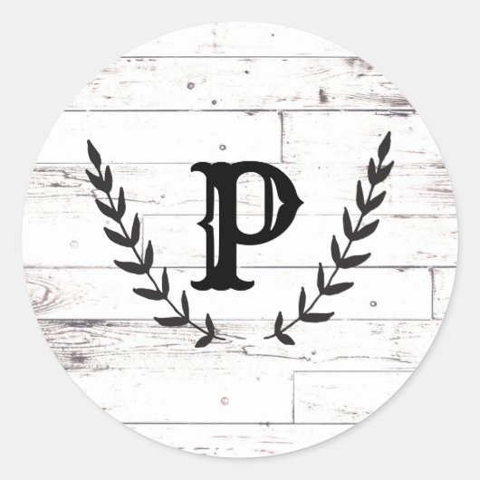 Rustikales Weißholz-Shabby Chic Laurel Wedding Runder Aufkleber (Vorderseite)