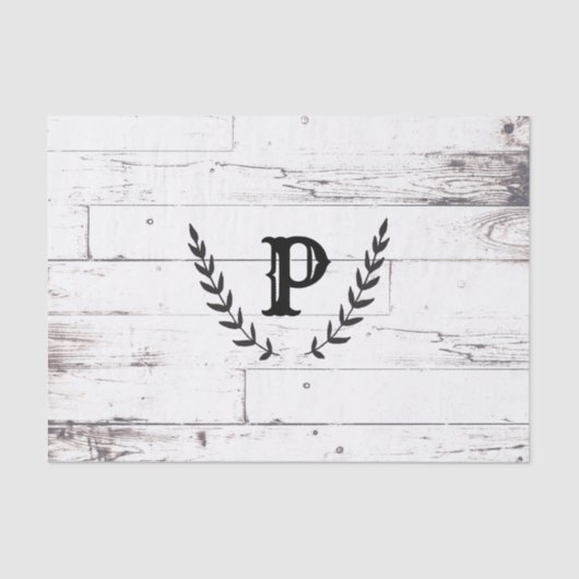 Rustikales Weißholz-Shabby Chic Laurel Wedding Seidenpapier (Vorderseite)