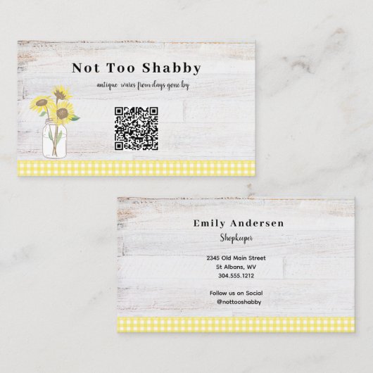 Rustikales Weißholz Shabby Hütte Chic Visitenkarte (Vorne/Hinten)