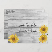 Rustikales Weißholz Sonnenblumen Save the Date Ankündigungspostkarte (Vorne/Hinten)