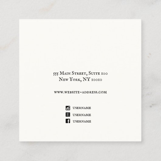 Rustikales Weißholz-Stuhlvorschau Quadratische Visitenkarte (Rückseite)