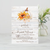 Rustikales Weißholz Wasserfarbe Pumpkin Baby Dusch Einladung (Stehend Vorderseite)