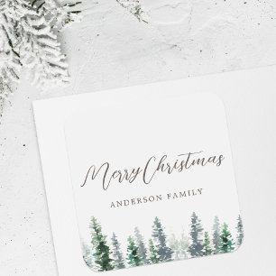 Rustikales Weißkieferwald-Weihnachtsgeschenk Quadratischer Aufkleber