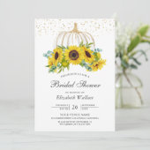 Rustikales Weißkürbis Sonnenblumen Brautparty Einladung (Stehend Vorderseite)