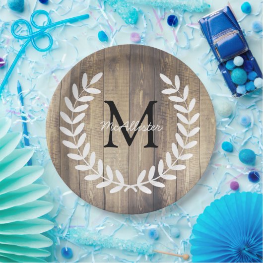 Rustikales Weißland Laurels Light Barn Wood Pappteller (Party)